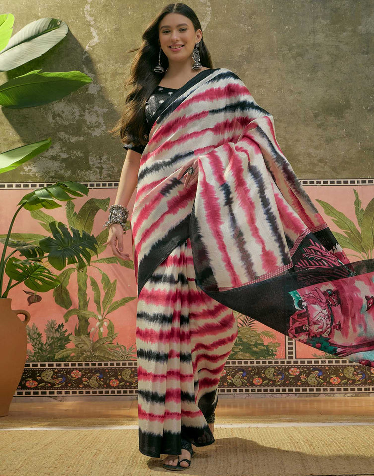 Off White Khadi Printed Saree 