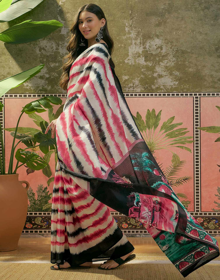 Off White Khadi Printed Saree 