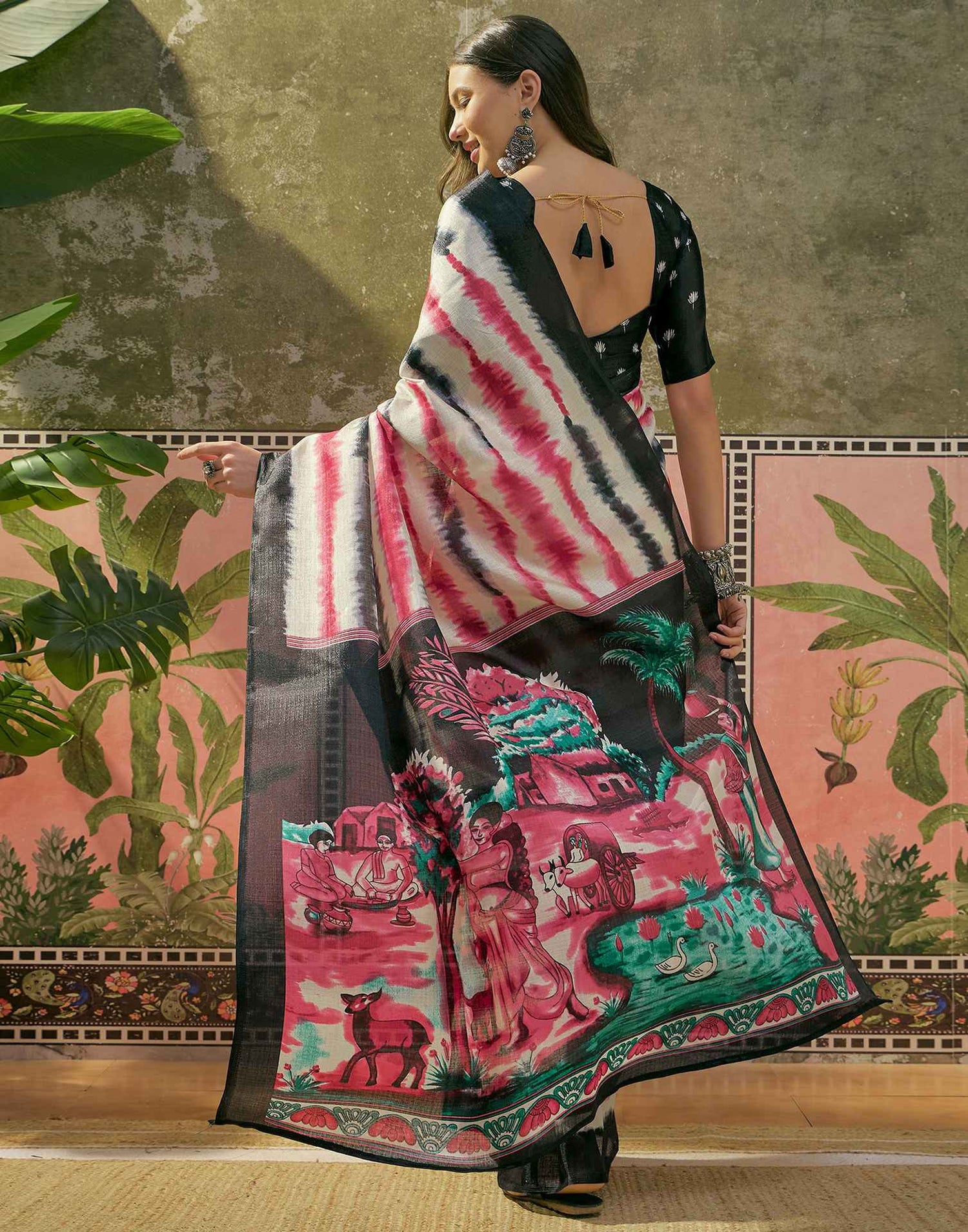 Off White Khadi Printed Saree 