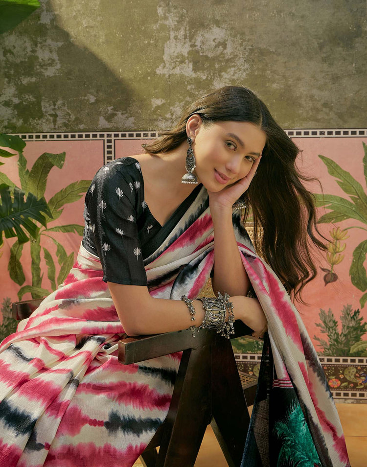 Off White Khadi Printed Saree 
