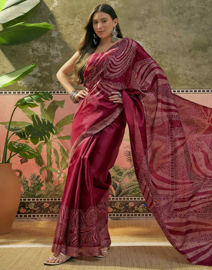 Maroon Khadi Printed Saree