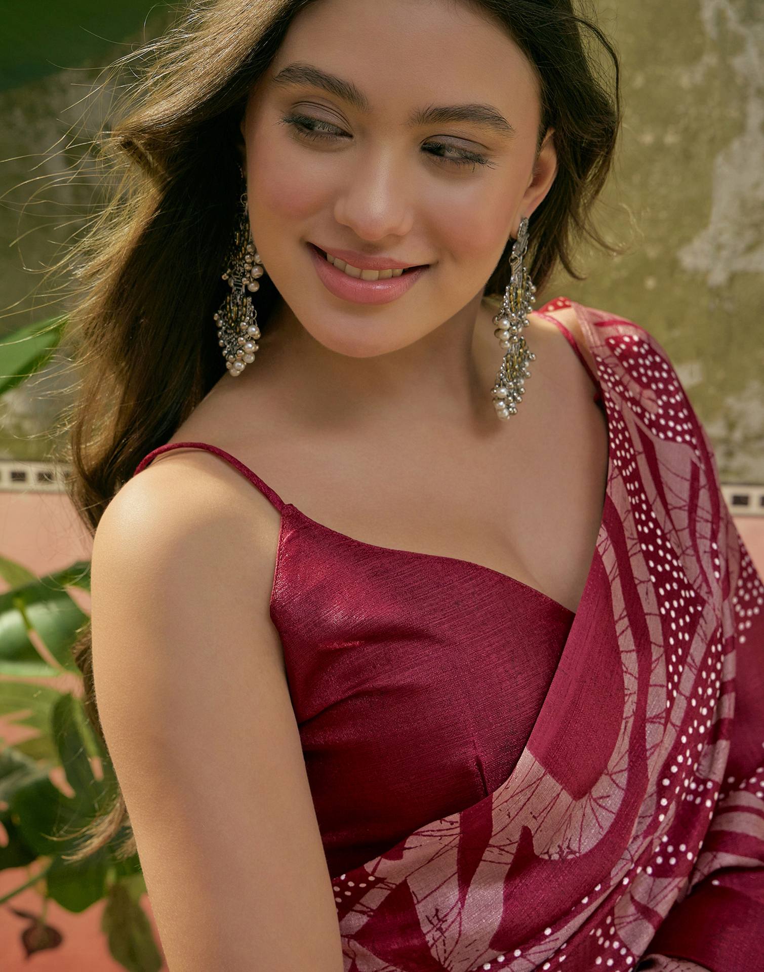 Maroon Khadi Printed Saree