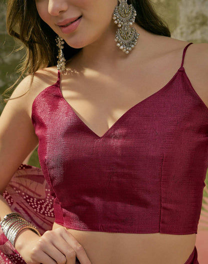 Maroon Khadi Printed Saree