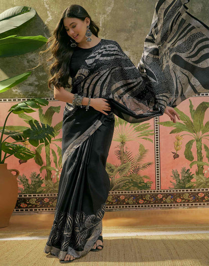 Black Khadi Printed Saree