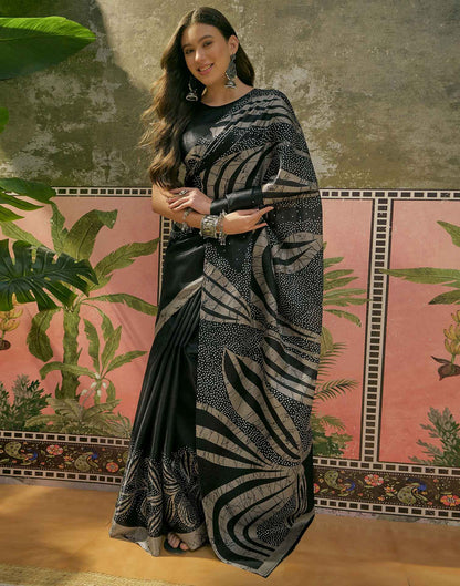 Black Khadi Printed Saree