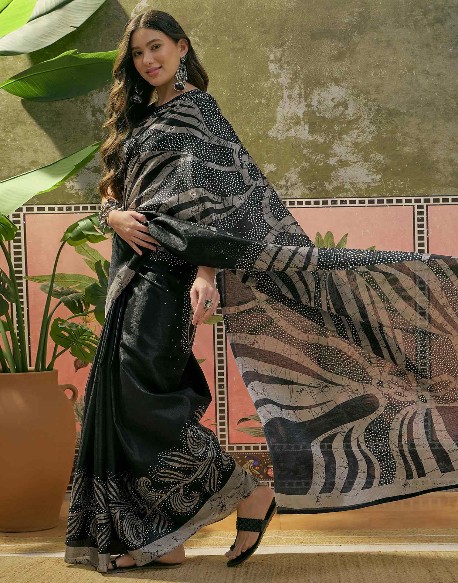 Black Khadi Printed Saree