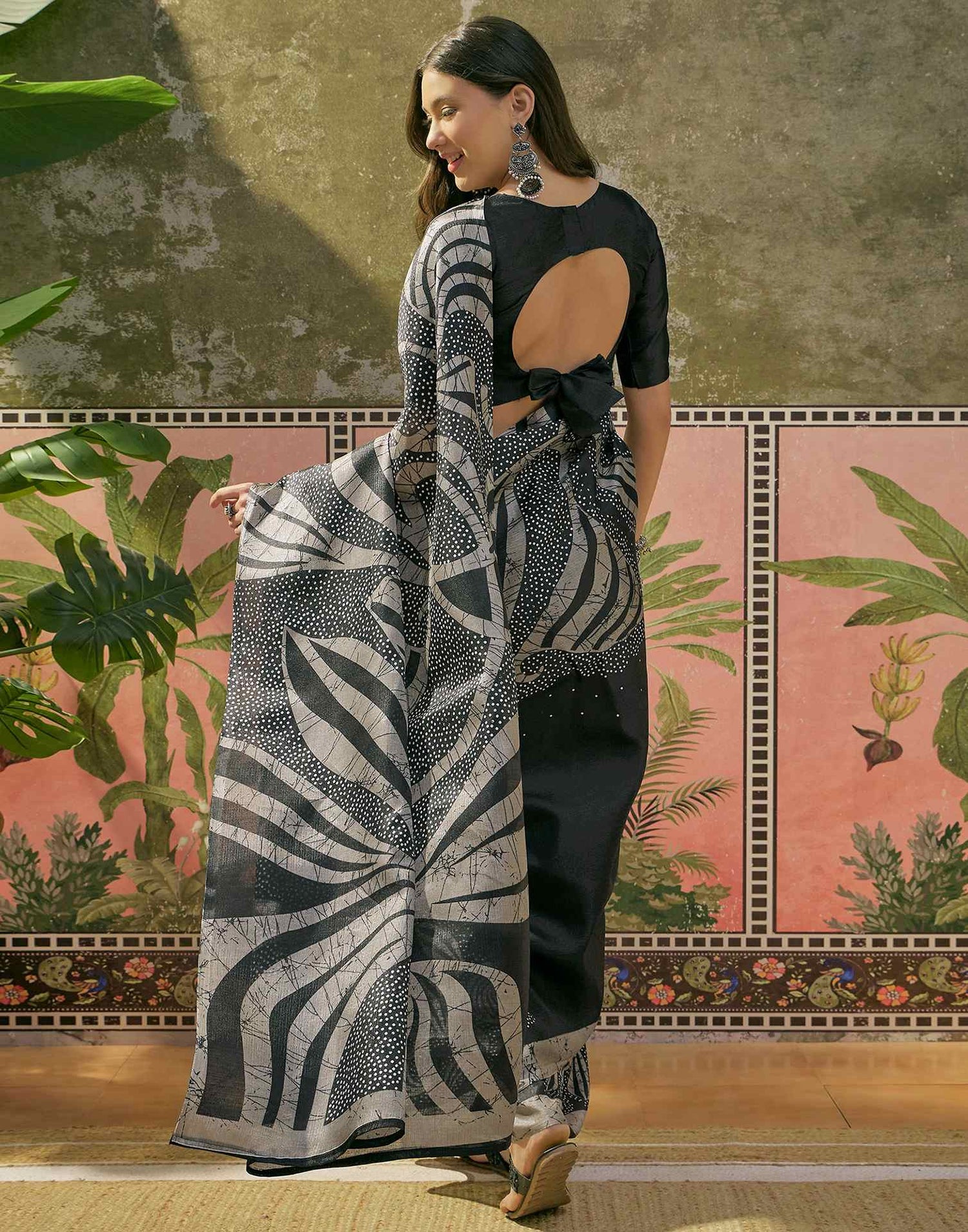 Black Khadi Printed Saree