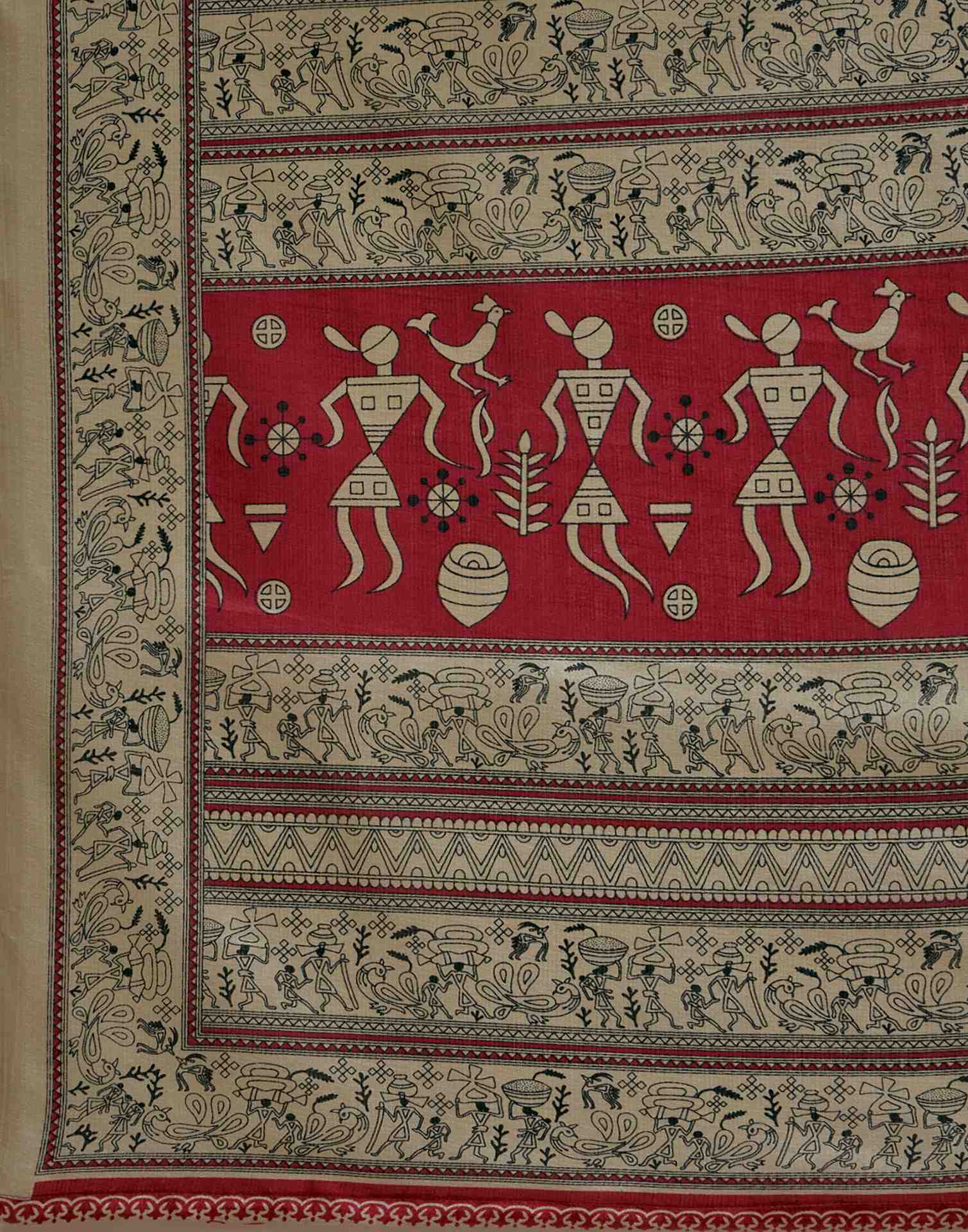 Maroon Khadi Printed Saree