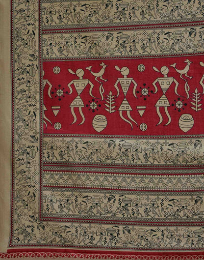 Maroon Khadi Printed Saree