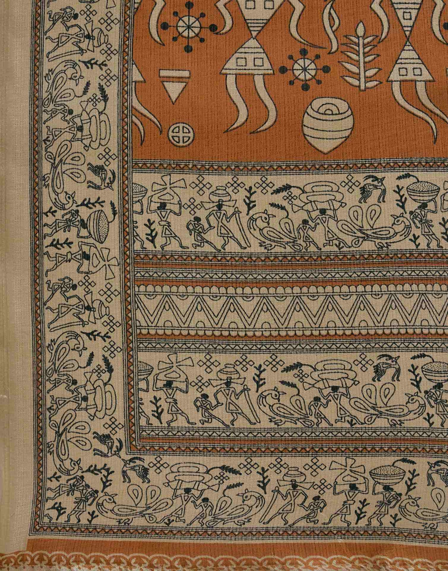 Dark Mustard Khadi Printed Saree