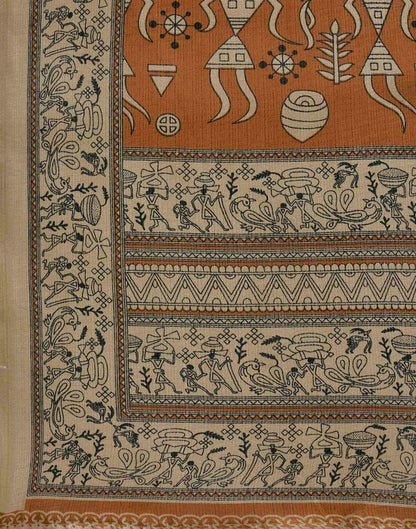 Dark Mustard Khadi Printed Saree