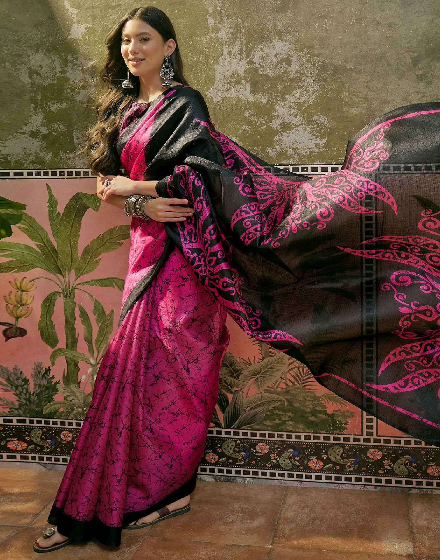 Pink Khadi Printed Saree