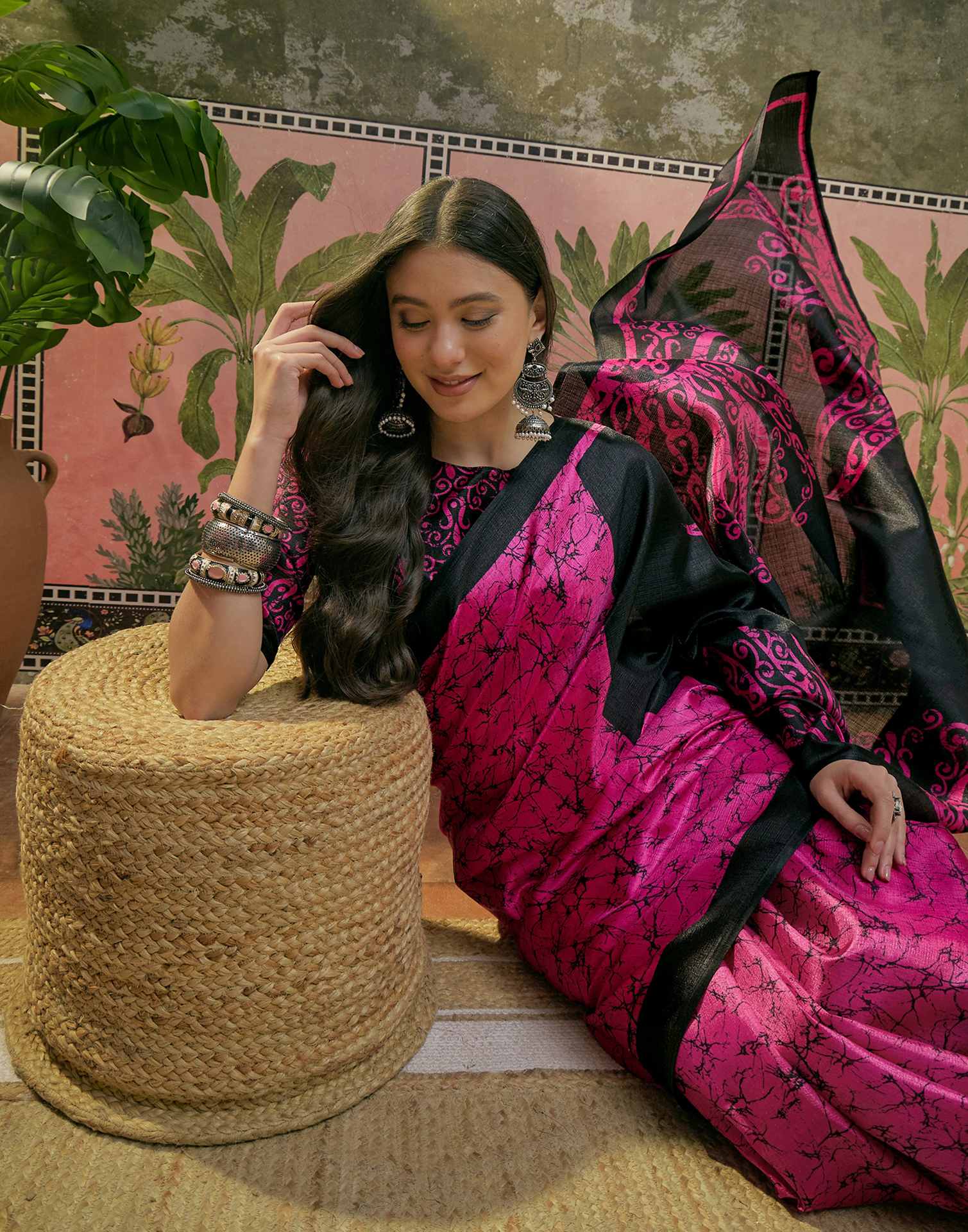 Pink Khadi Printed Saree