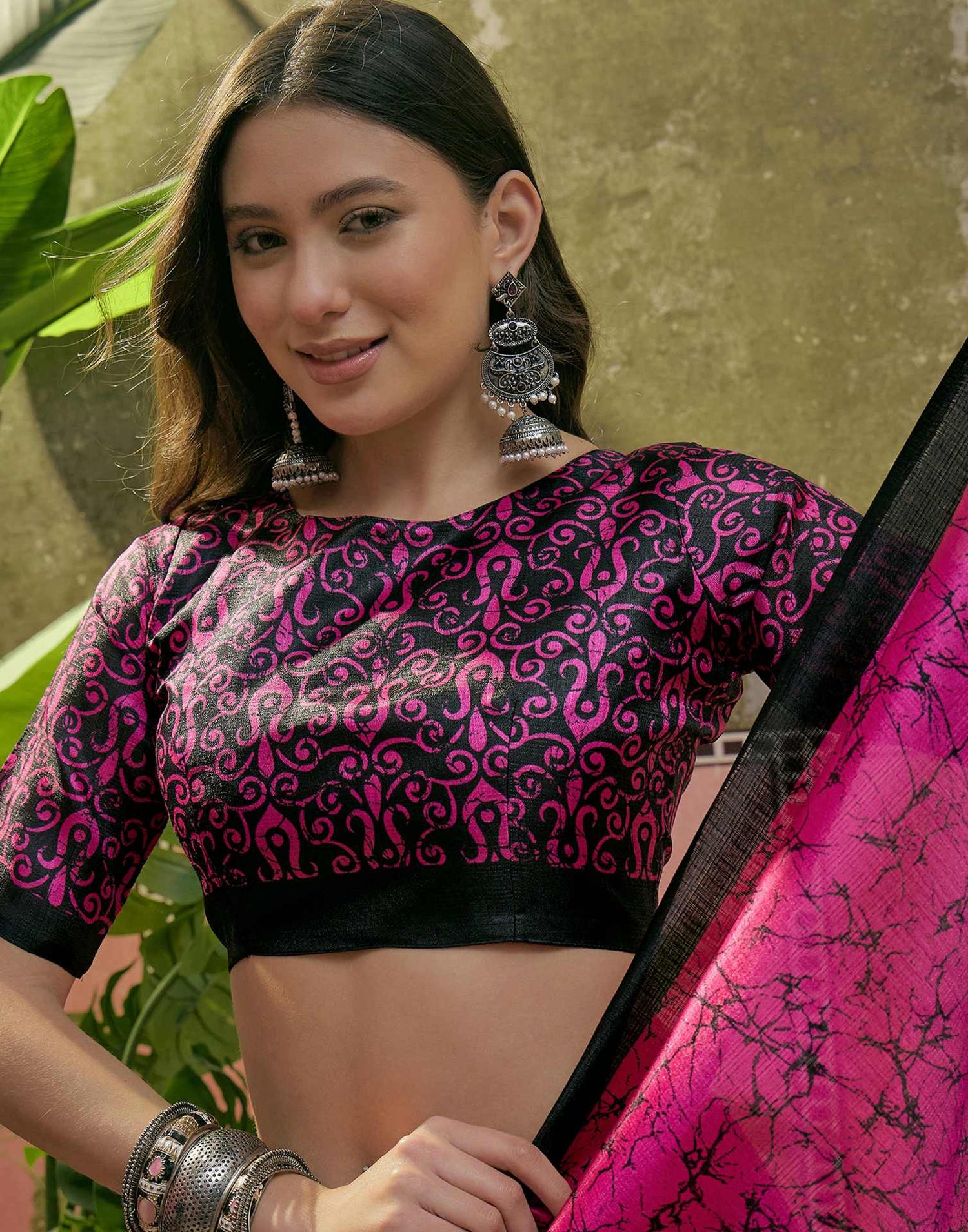 Pink Khadi Printed Saree
