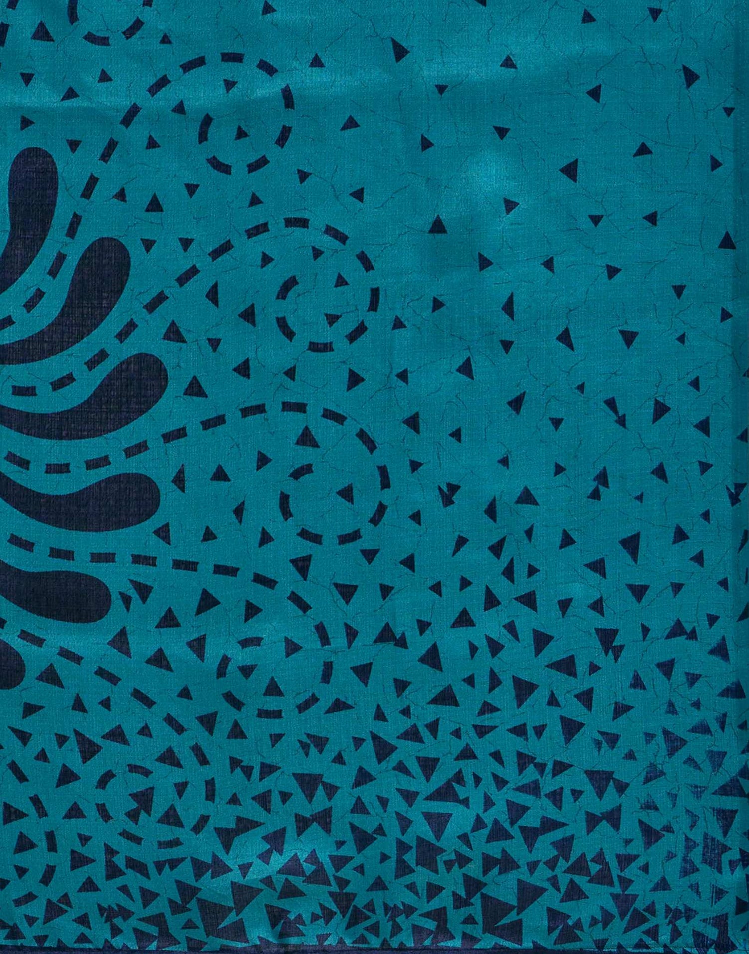 Teal Blue Khadi Printed Saree
