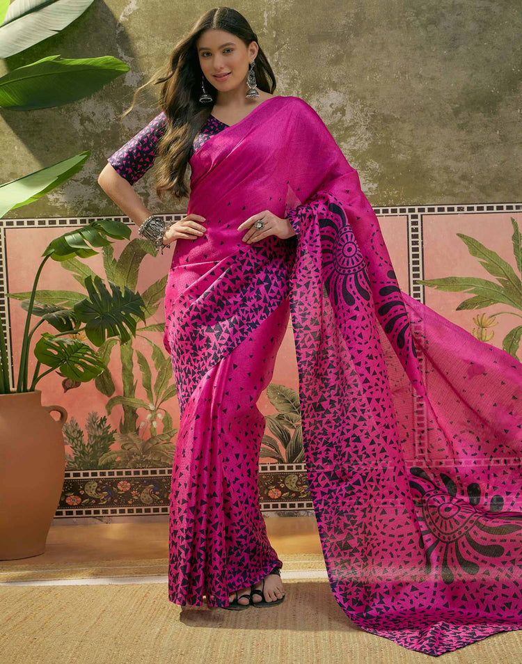 Pink Khadi Printed Saree