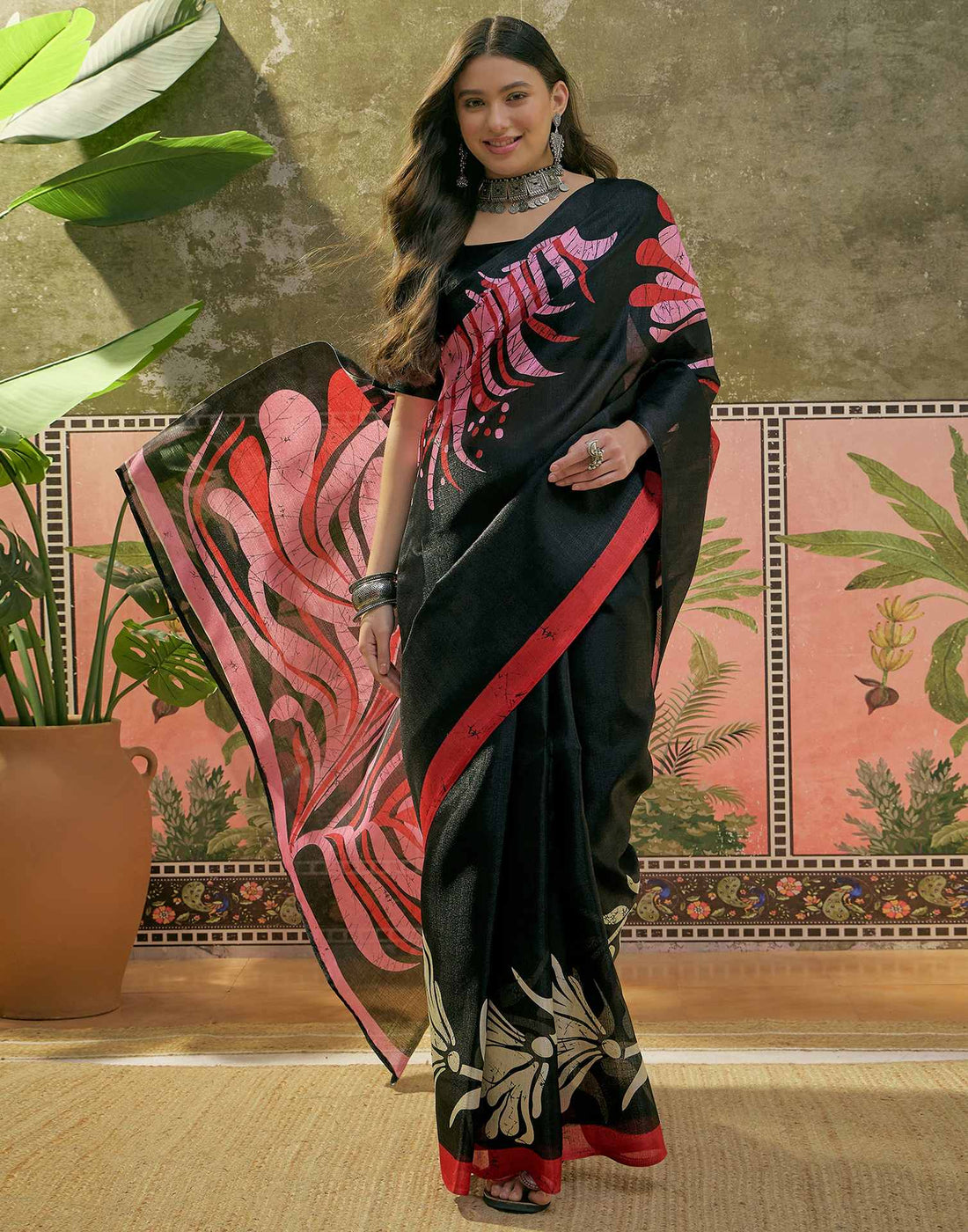 Black Khadi Printed Saree