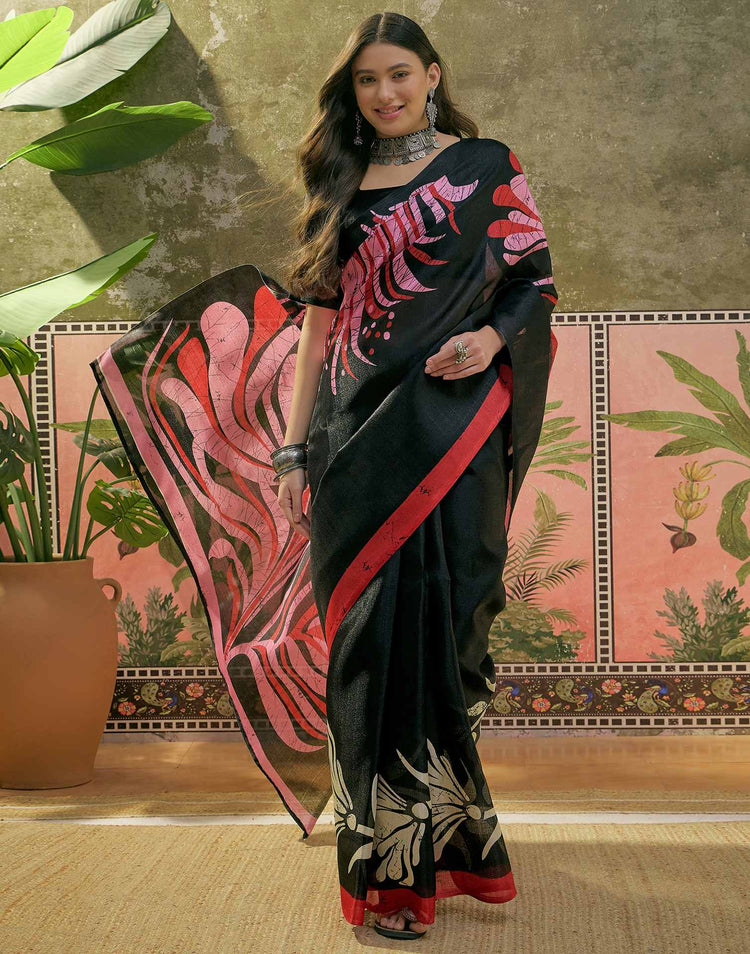 Black Khadi Printed Saree