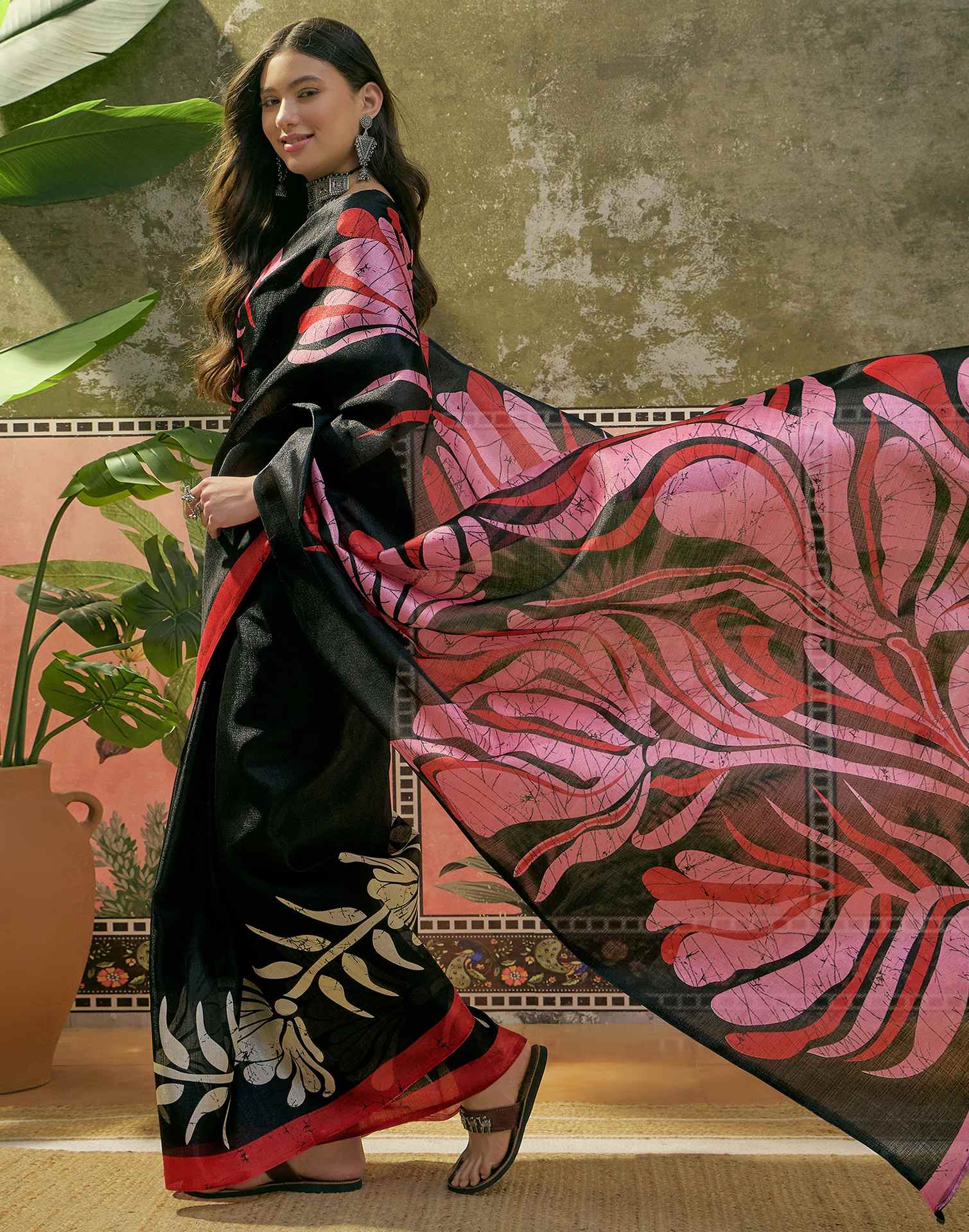 Black Khadi Printed Saree