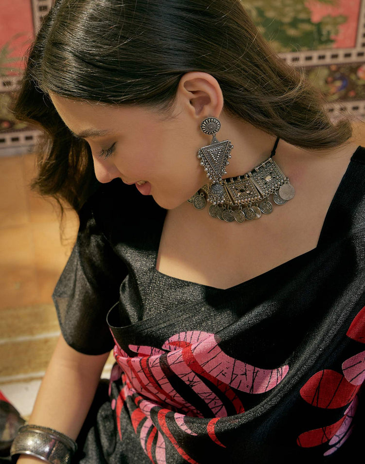 Black Khadi Printed Saree