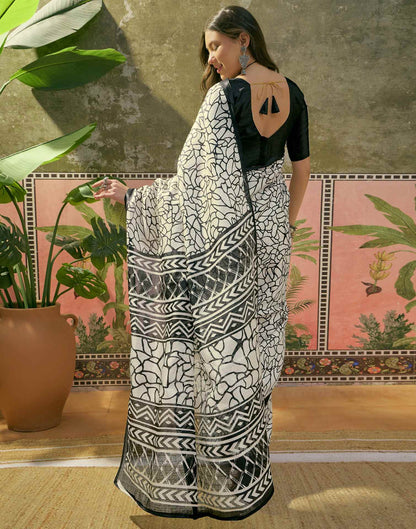 Beige Khadi Printed Saree