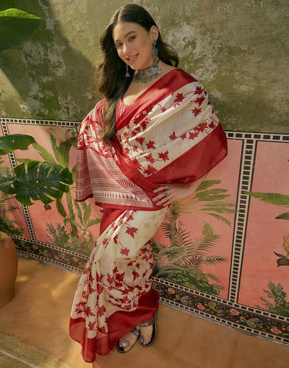Off White Khadi Printed Saree