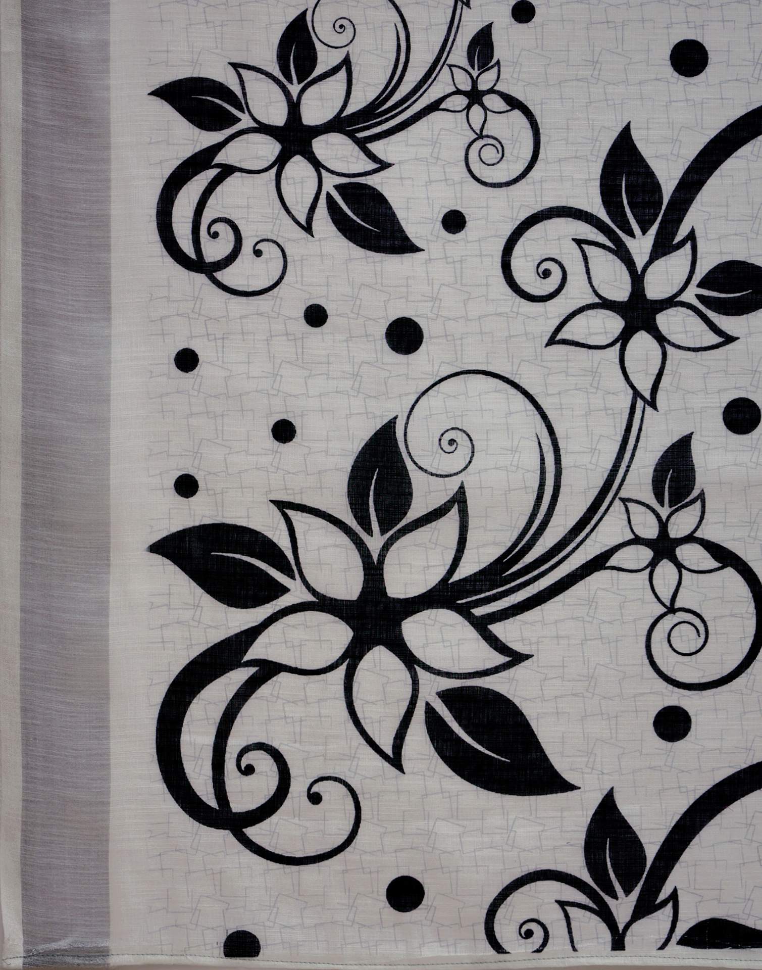 Off White Linen Floral Printed Saree