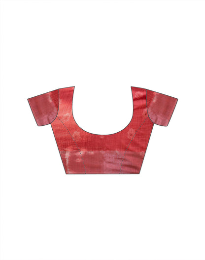 Coral Pink Linen Floral Printed Saree