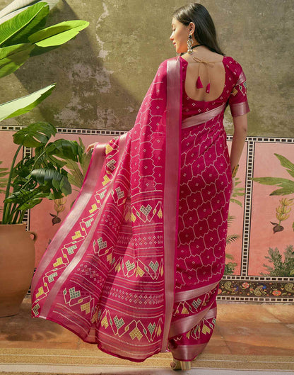 Rani Pink Georgette Bandhani Printed Saree