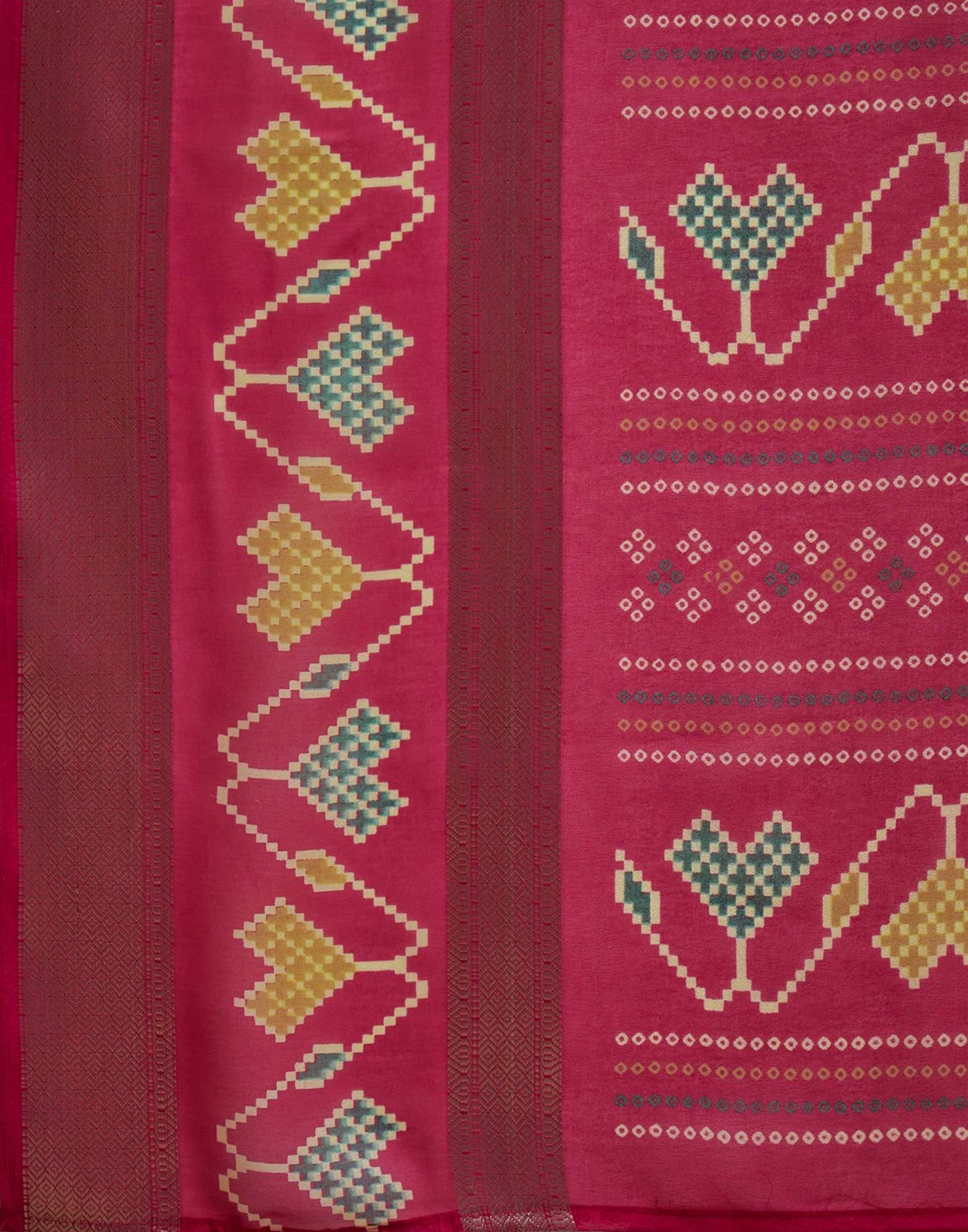 Rani Pink Georgette Bandhani Printed Saree