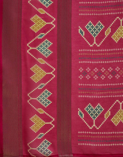 Rani Pink Georgette Bandhani Printed Saree
