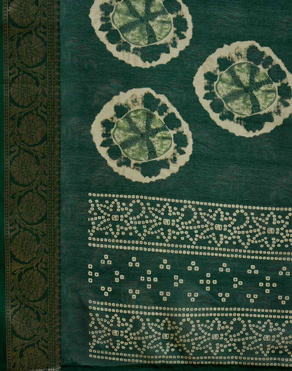 Dark Green Georgette Bandhani Printed Saree