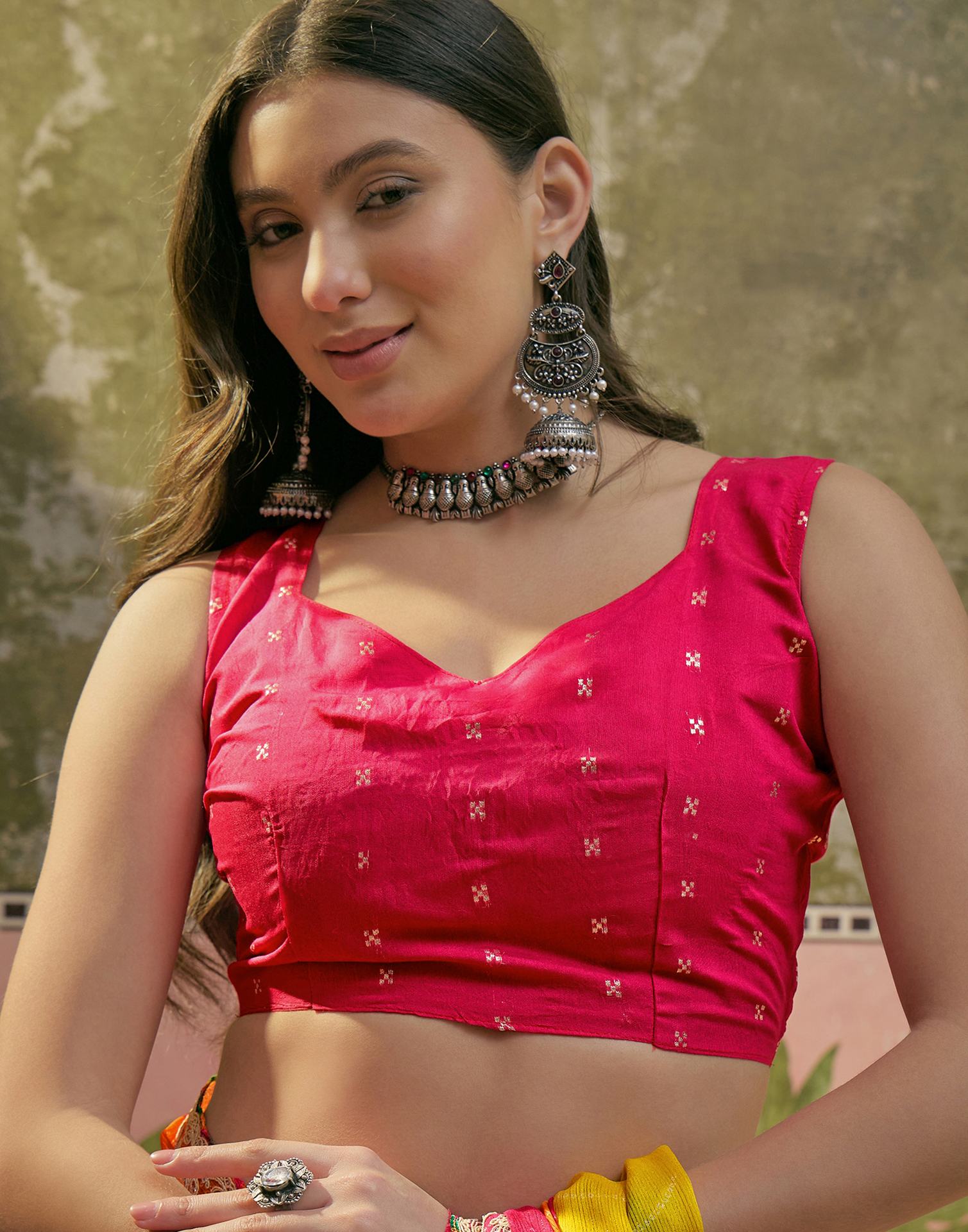 Multicoloured Chiffon Bandhani Printed Embroidery Saree