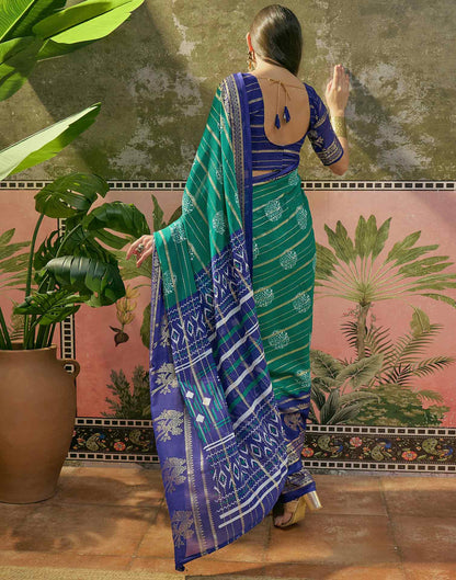 Teal Green Georgette Foil Printed Saree