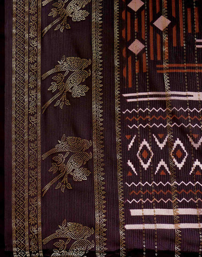 Rust Georgette Foil Printed Saree