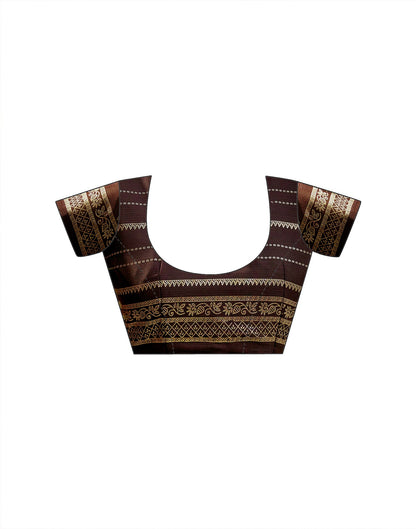 Rust Georgette Foil Printed Saree