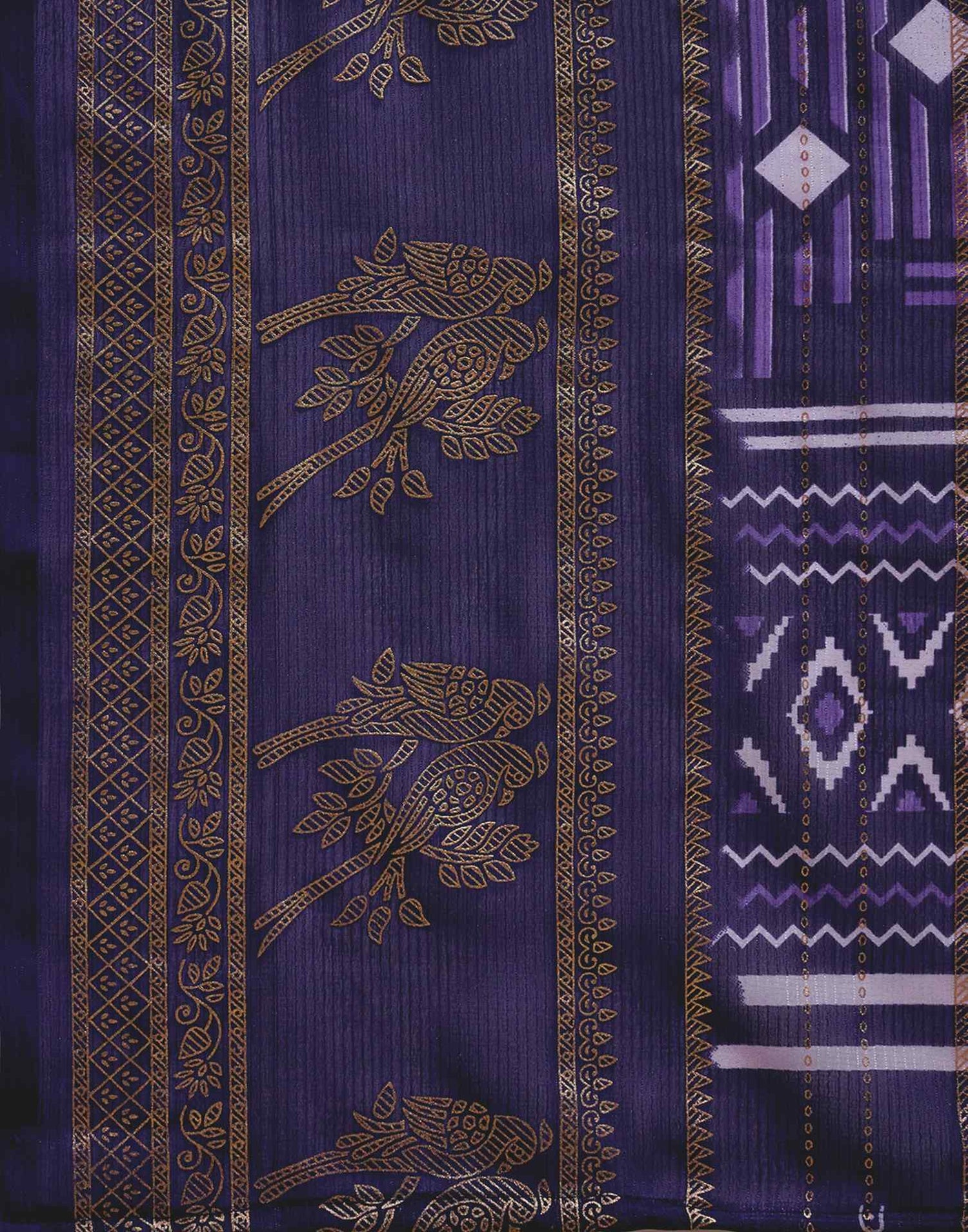 Purple Georgette Foil Printed Saree