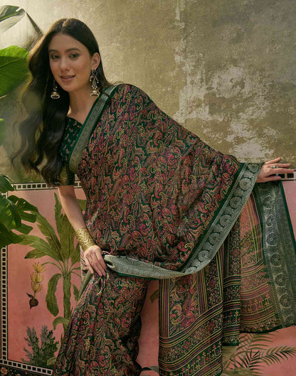Green Georgette Printed Saree