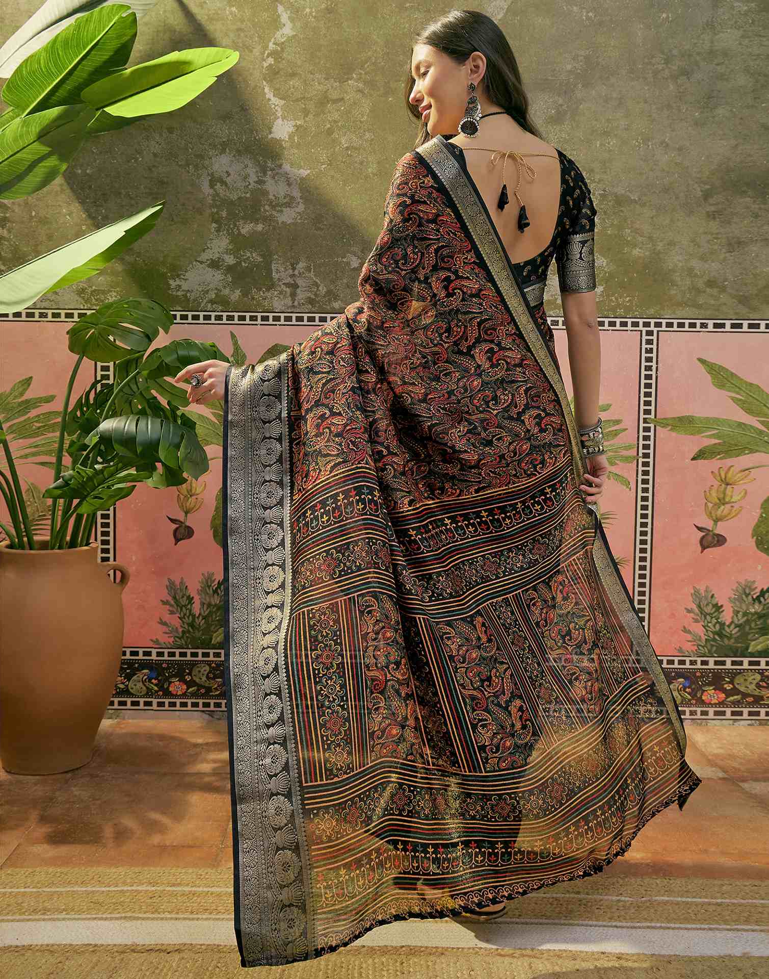 Black Georgette Printed Saree