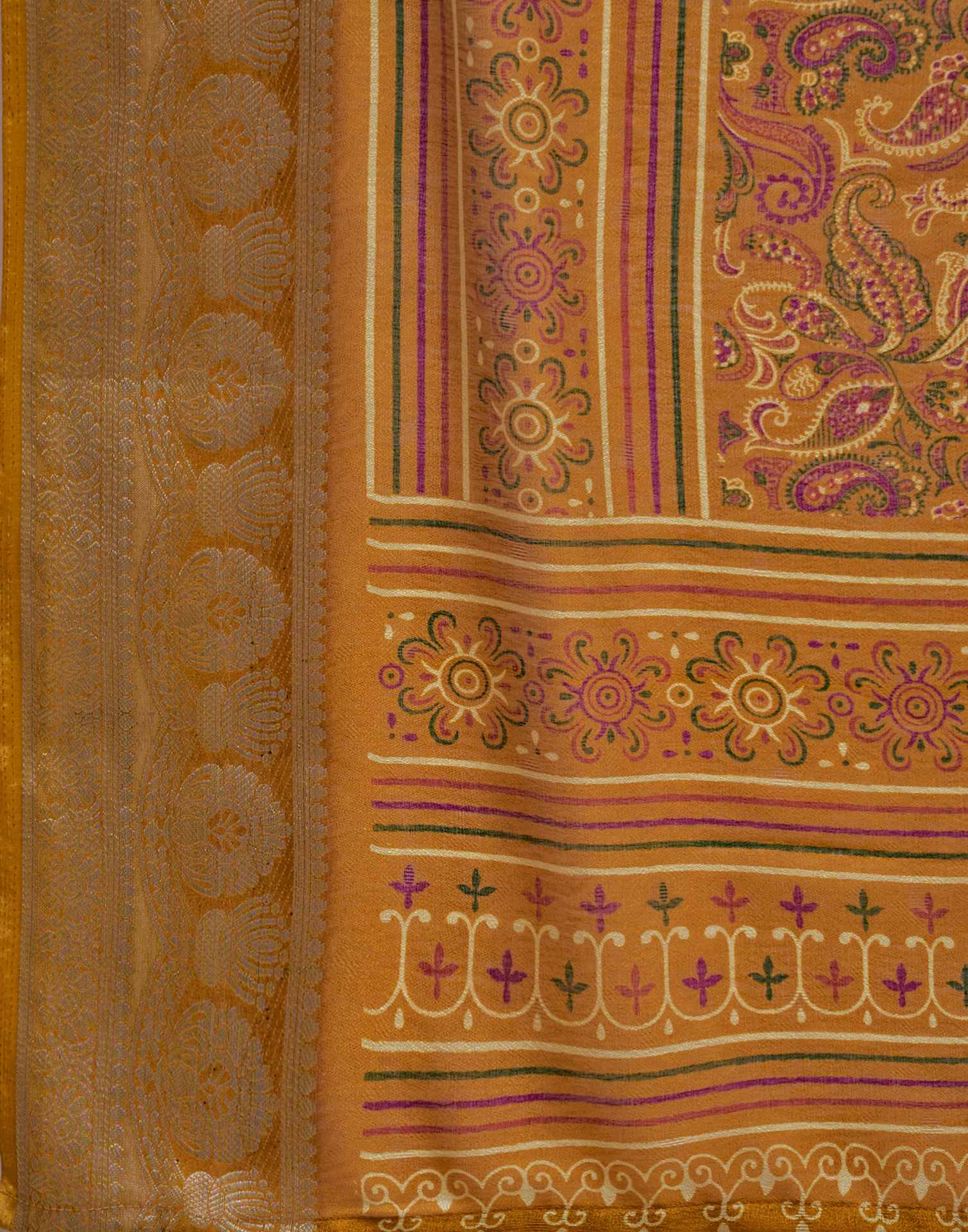Mustard Yellow Georgette Printed Saree