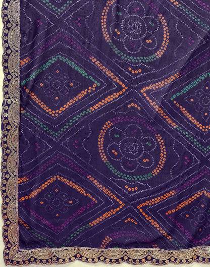 Purple Georgette Bandhani Printed Saree 