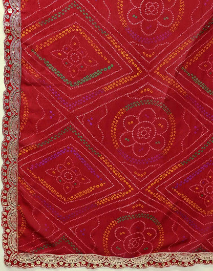 Red Georgette Bandhani Printed Saree 