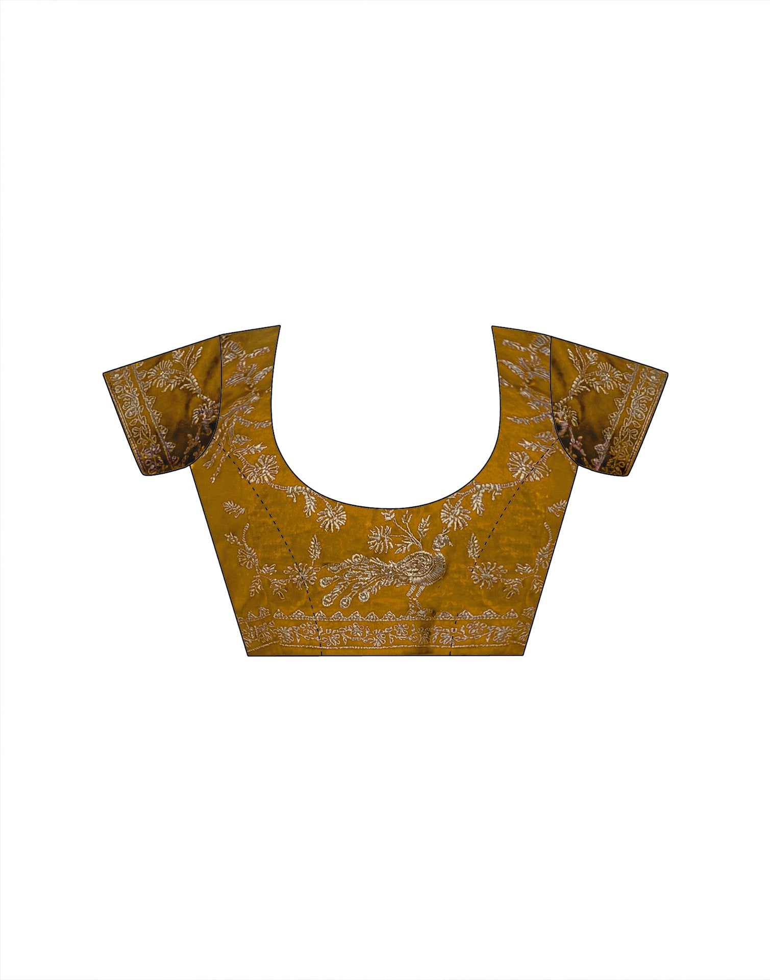 Dark Mustard Yellow Tissue Silk Embroidery Saree