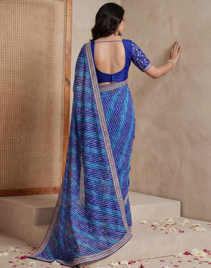 Blue Georgette Laheriya Printed Saree
