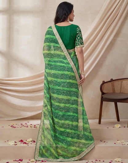 Green Georgette Laheriya Printed Saree