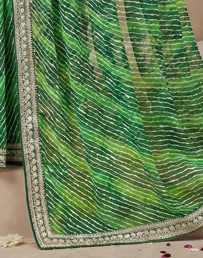 Green Georgette Laheriya Printed Saree