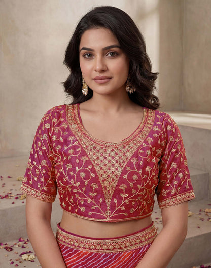 Pink Georgette Laheriya Printed Saree