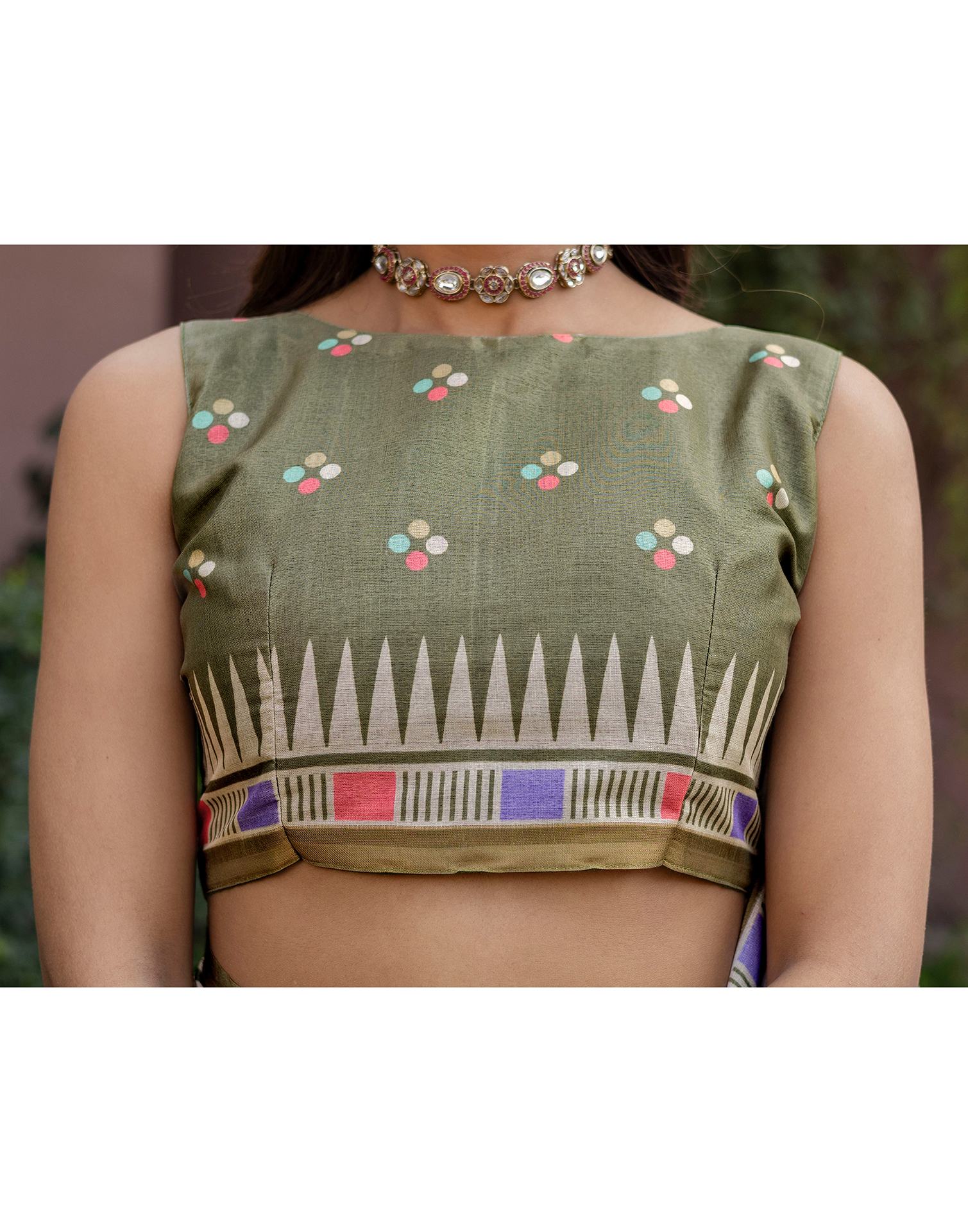 Sage Green Silk Printed Saree