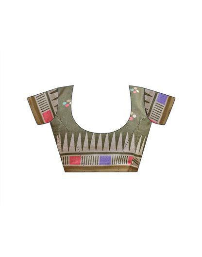 Sage Green Silk Printed Saree