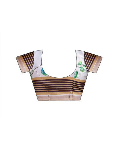 White Silk Floral Printed Saree